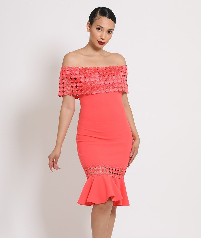 Off Shoulder Crochet Band Dress