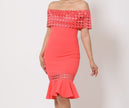 Off Shoulder Crochet Band Dress