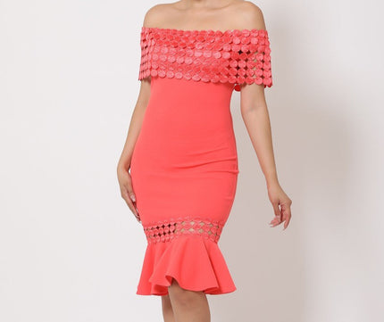 Off Shoulder Crochet Band Dress