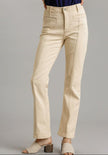 Panel Straight Cut Denim Jeans with Pockets