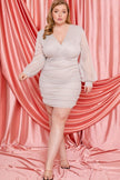 Glitter Mesh Shirring Side Plus Mini Dress