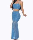 Sexy Back Sequin Maxi Skirt Set