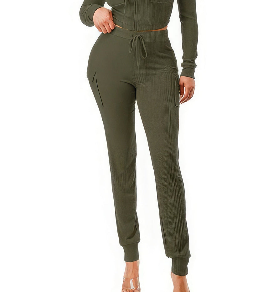 Rib Cargo Hoodie Set