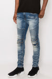 Men Creased Biker Denim Jeans