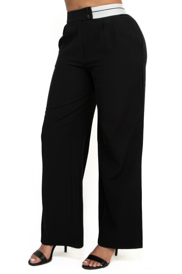 High-Rise Wide Elastic Waist Pants