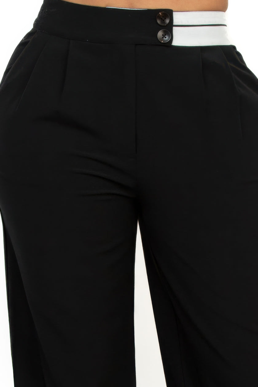 High-Rise Wide Elastic Waist Pants