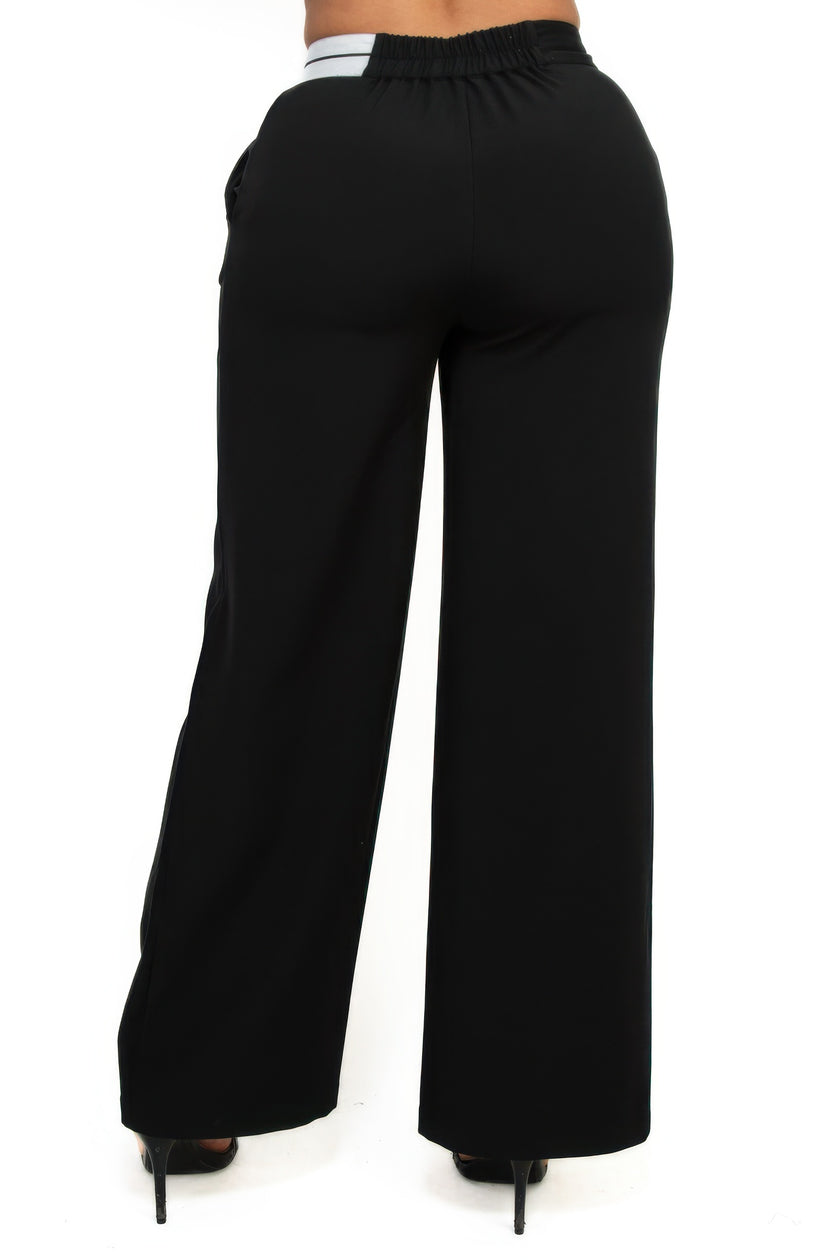 High-Rise Wide Elastic Waist Pants