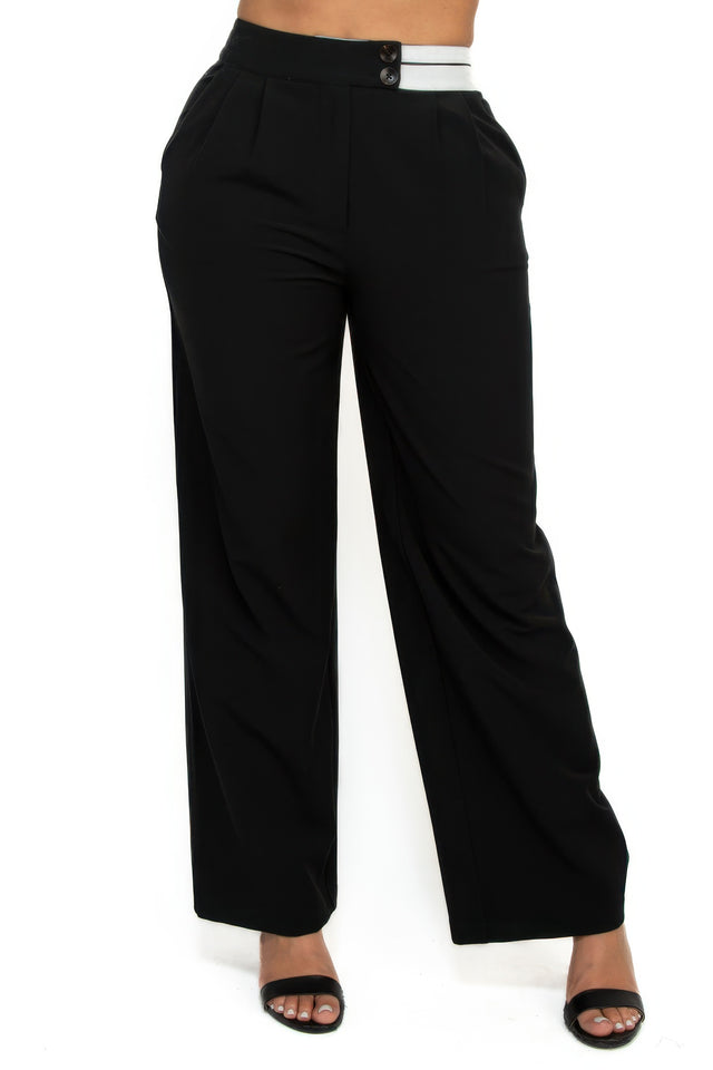 High-Rise Wide Elastic Waist Pants