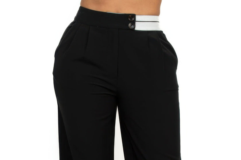 High-Rise Wide Elastic Waist Pants