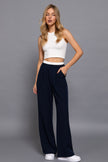 Contrast Waist Boxer Straight Long Pants