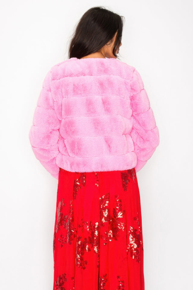 Faux Fur Buttoned Quilted Jacket