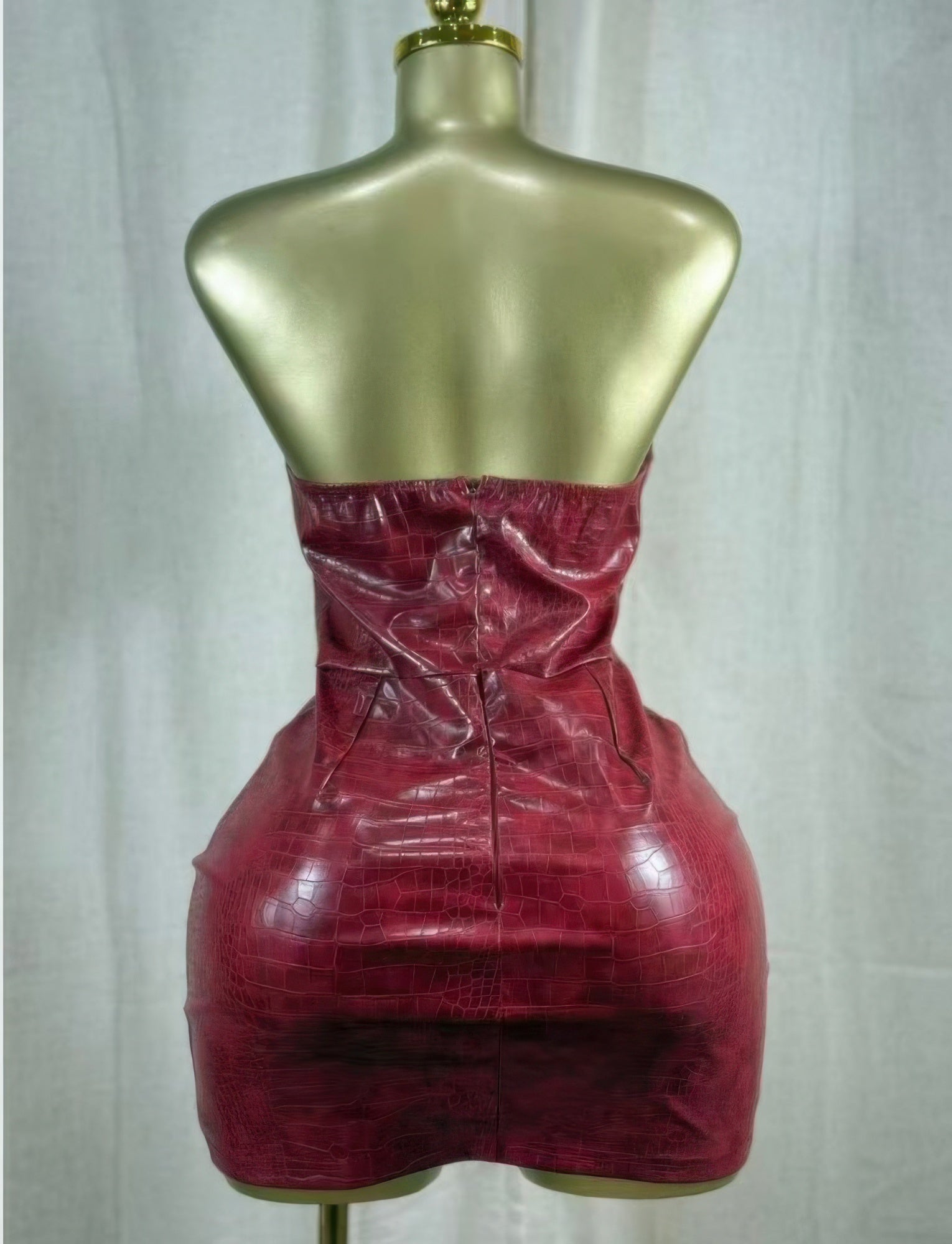 Bordeaux Croc Corset Mini Dress