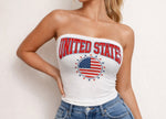 Patriotic Usa Graphic Strapless Stretch Tube Top