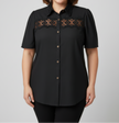 Lace Panel Button-front Collared Blouse