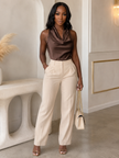 Satin Cowl Neck Sleeveless Blouse