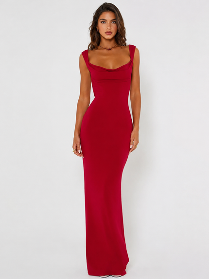 Backless Wide Strap Maxi Dress