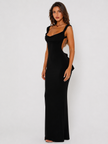 Backless Wide Strap Maxi Dress
