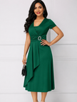Short Sleeve Midi Wrap Dress with Belt Detail