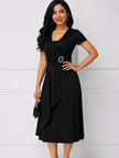Short Sleeve Midi Wrap Dress with Belt Detail