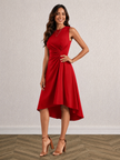Ruched Round Neck Sleeveless Dress