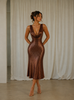 Cocoa Moonlight Shimmer Midi Dress