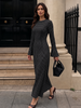 Polka Dot Flare Sleeve Maxi Dress