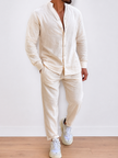 Men's Button Up Long Sleeve Top and Pants Set