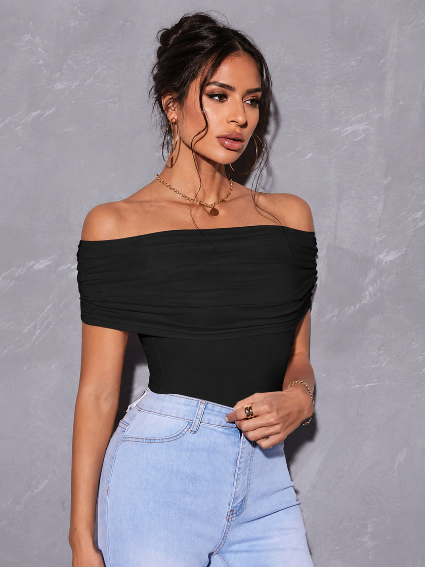 Off Shoulder Ruched T-Shirt