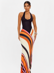 Halter Neck Maxi Dress with Abstract Print