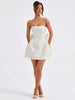 Lace-Up Sleeveless Satin Mini Dress with Bow