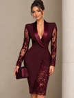Lace-Sleeve Blazer Dress