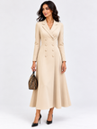 Double-Breasted Lapel Collar Midi Dress