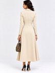 Double-Breasted Lapel Collar Midi Dress