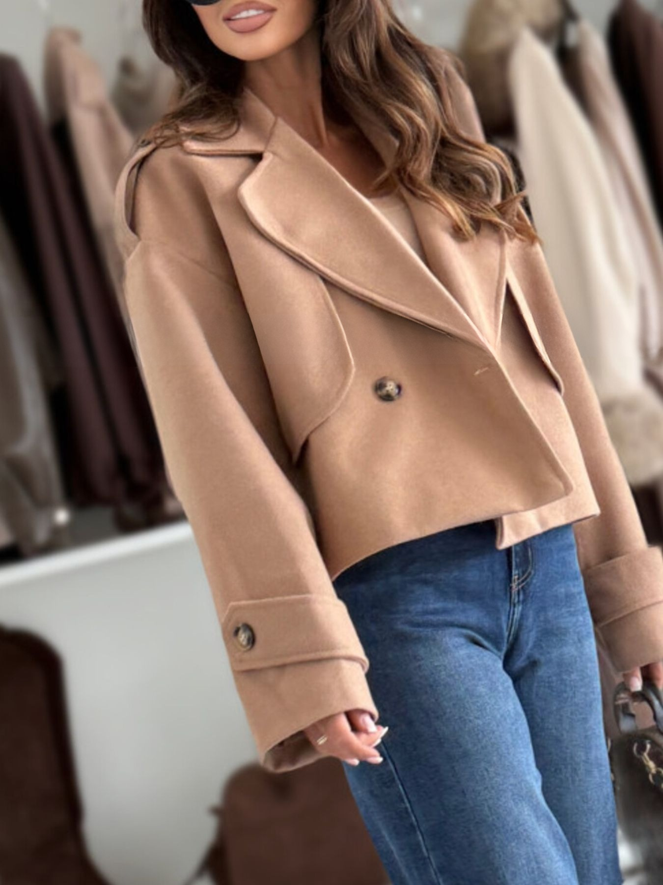 Double-Breasted Cropped Outerwear