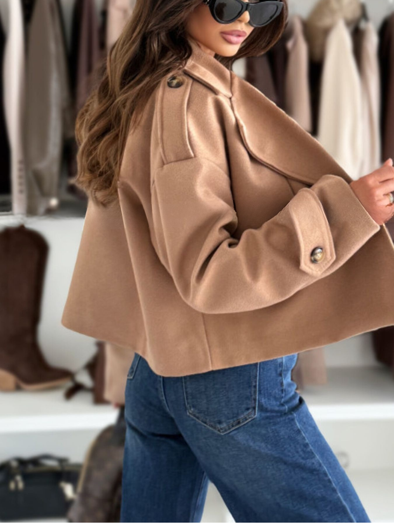 Double-Breasted Cropped Outerwear