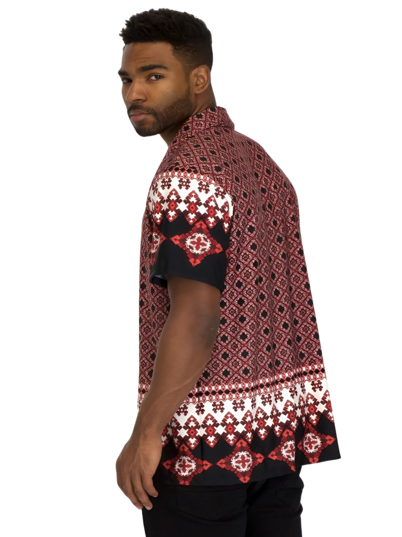 Mens Cuban Collar Cut Button Down Shirt