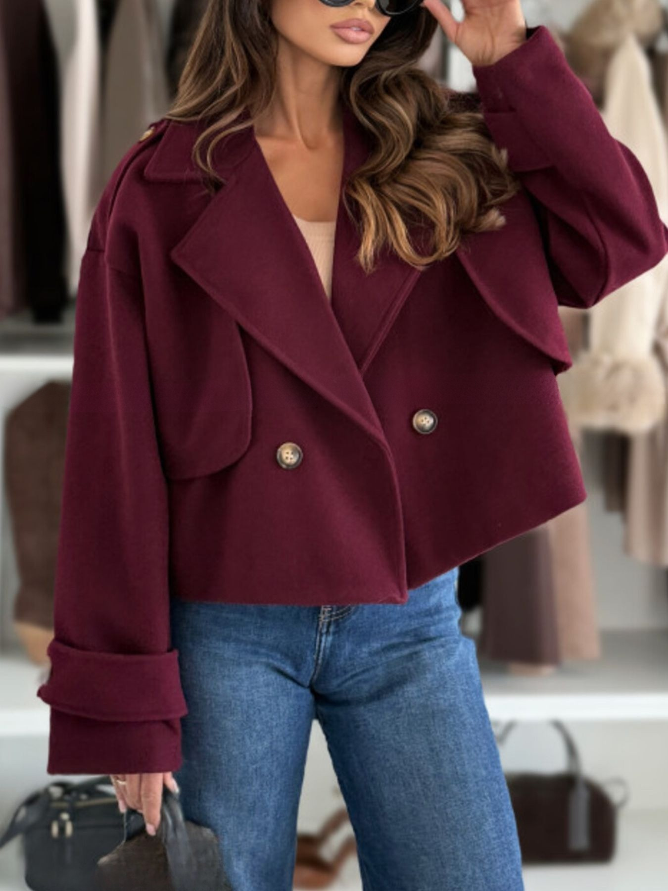 Double-Breasted Cropped Outerwear