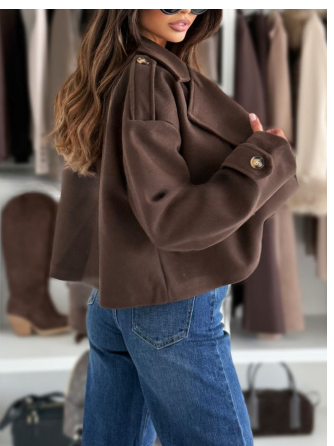 Double-Breasted Cropped Outerwear