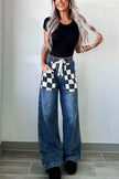 Checkered Wide Leg Jeans