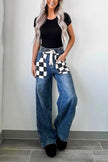 Checkered Wide Leg Jeans