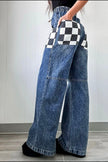 Checkered Wide Leg Jeans