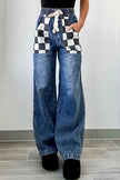 Checkered Wide Leg Jeans