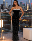 Rhinestone Slit Back Tube Maxi Dress