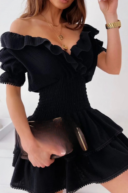 Ruffled Smocked Layered Mini Dress