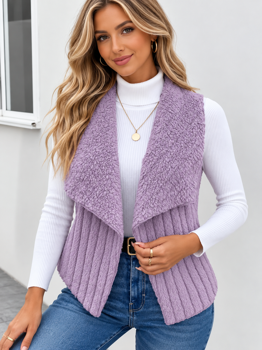 Cozy Fleece Open Front Vest Coat