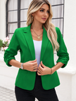 Full Size One Button Lapel Collar Blazer Plus Size