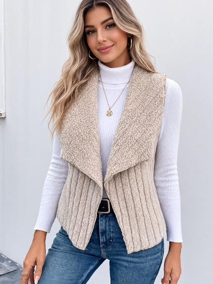 Cozy Fleece Open Front Vest Coat