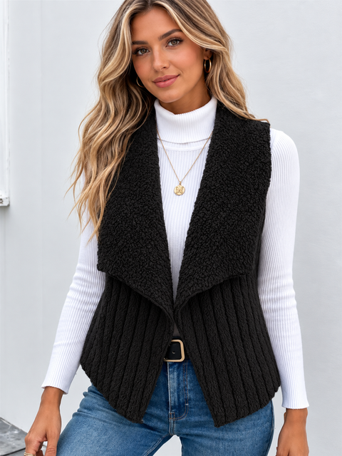 Cozy Fleece Open Front Vest Coat