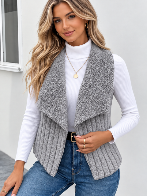 Cozy Fleece Open Front Vest Coat