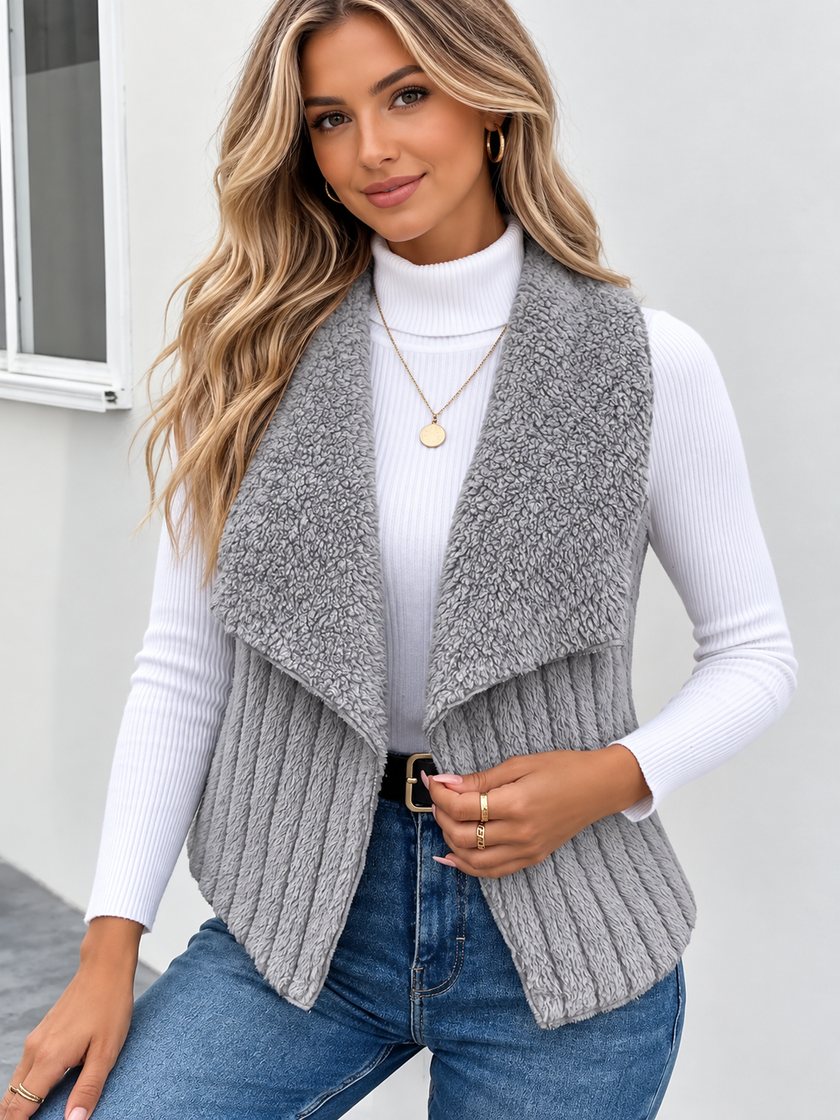 Cozy Fleece Open Front Vest Coat